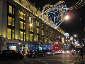 London Shopping during the Holiday Season along Oxford Street