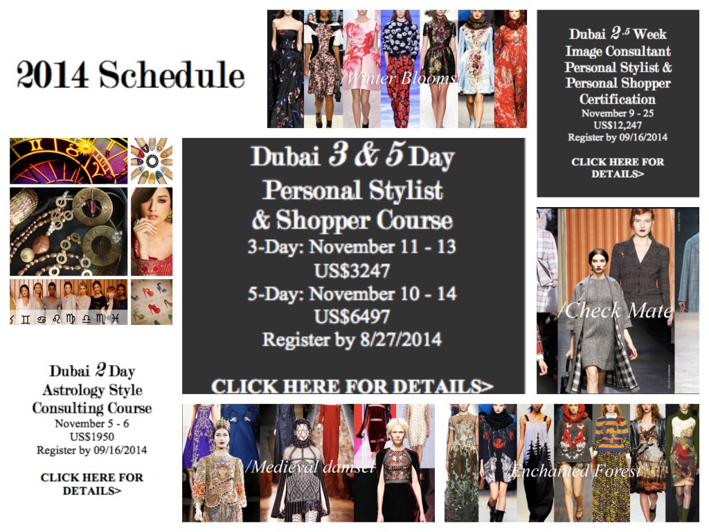 November 2014 Dubai Sterling Style Academy Schedule