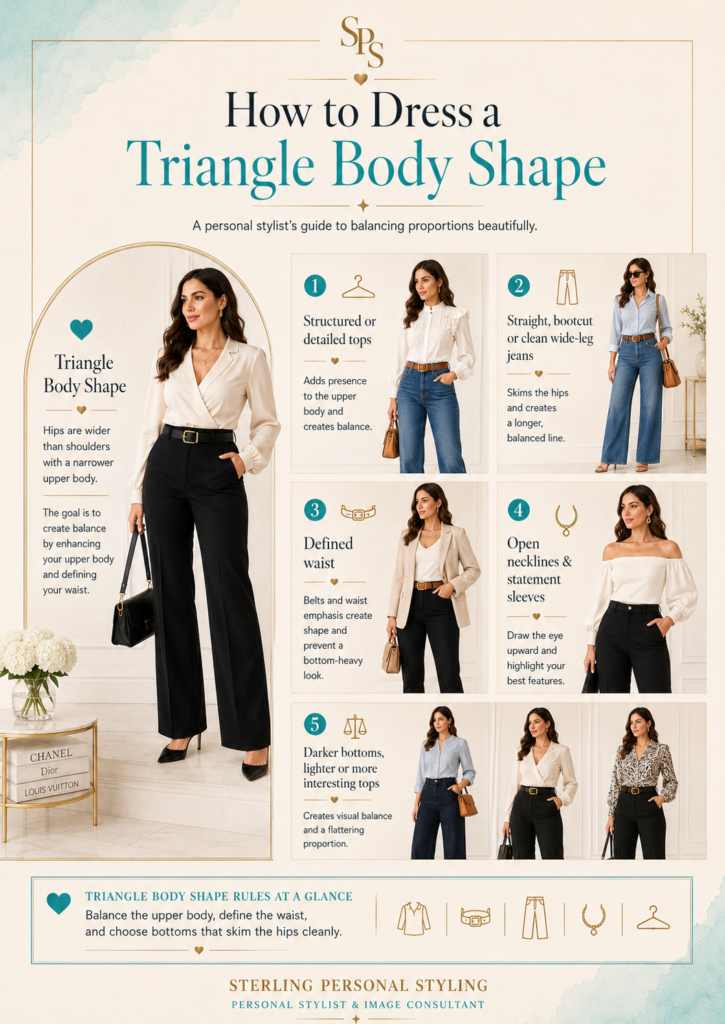 How to Dress a Triangle Shape Body | Sterling Personal Styling