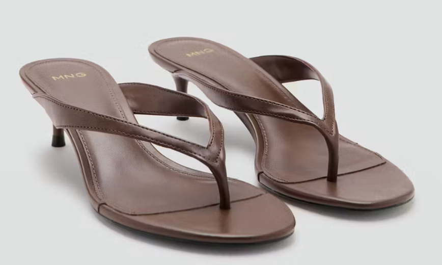 Mango Brown Flip Flop Heels