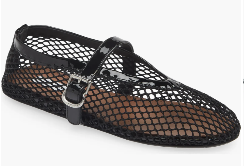 ALAÏA Mesh Mary Jane Ballerina Flats