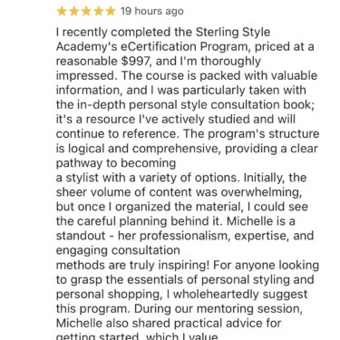 eCertification Program 5-Star Review | Sterling Style Academy