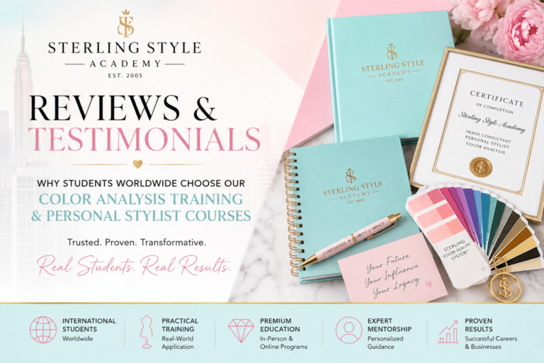 Sterling Style Academy Reviews & Testimonials | Why Students Worldwide Choose Our Color Analysis Training and Personal Stylist Courses